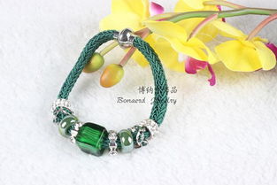 博納爾飾品暢銷款 方琉璃與陶瓷合金編織線手鏈，義烏商貿城熱銷